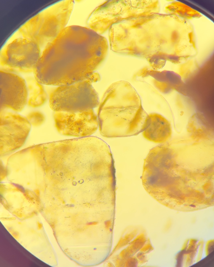 Granos minerales observados mediante microscopía